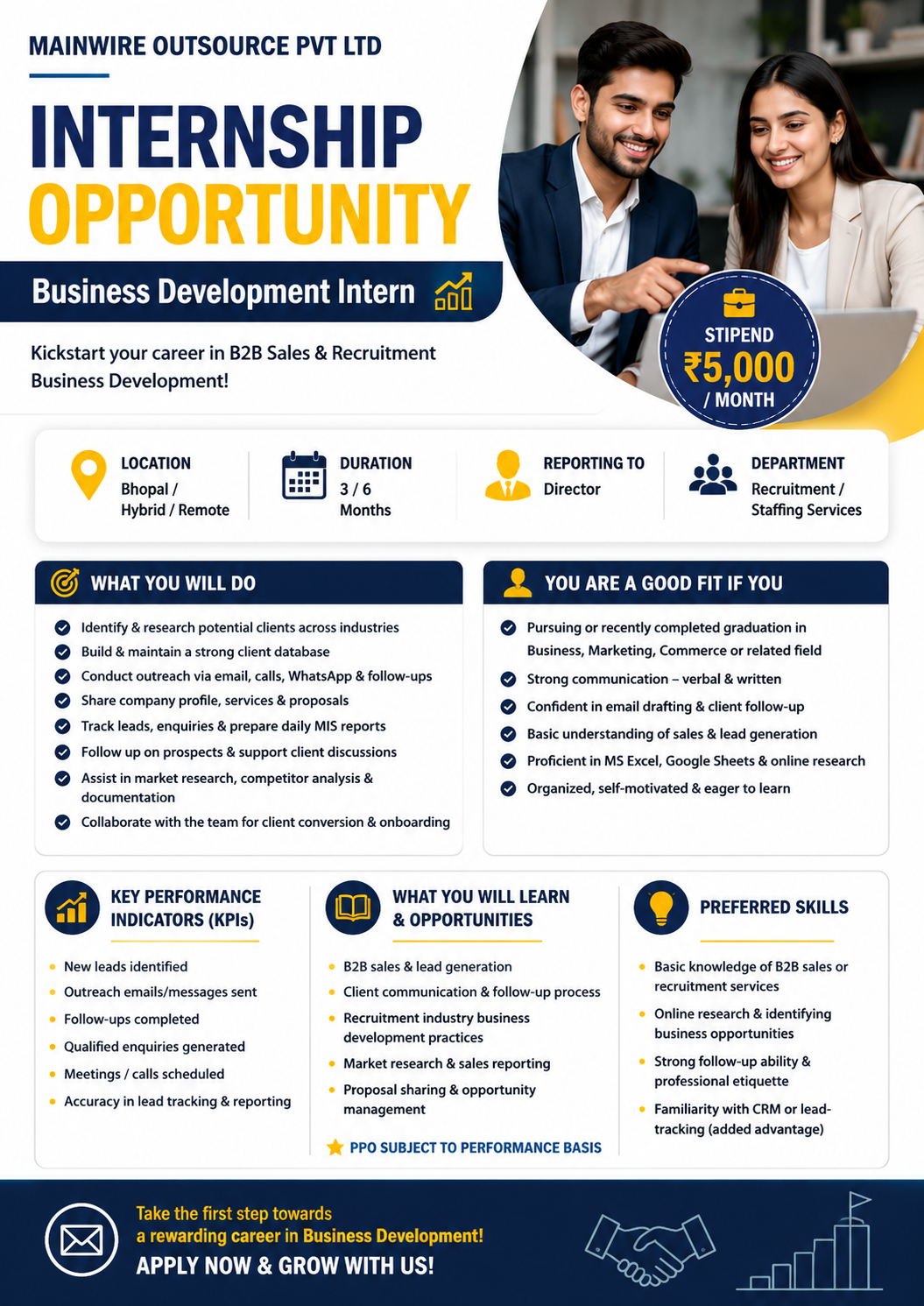 Business Development Internship Opportunity at Mainwire Outsource